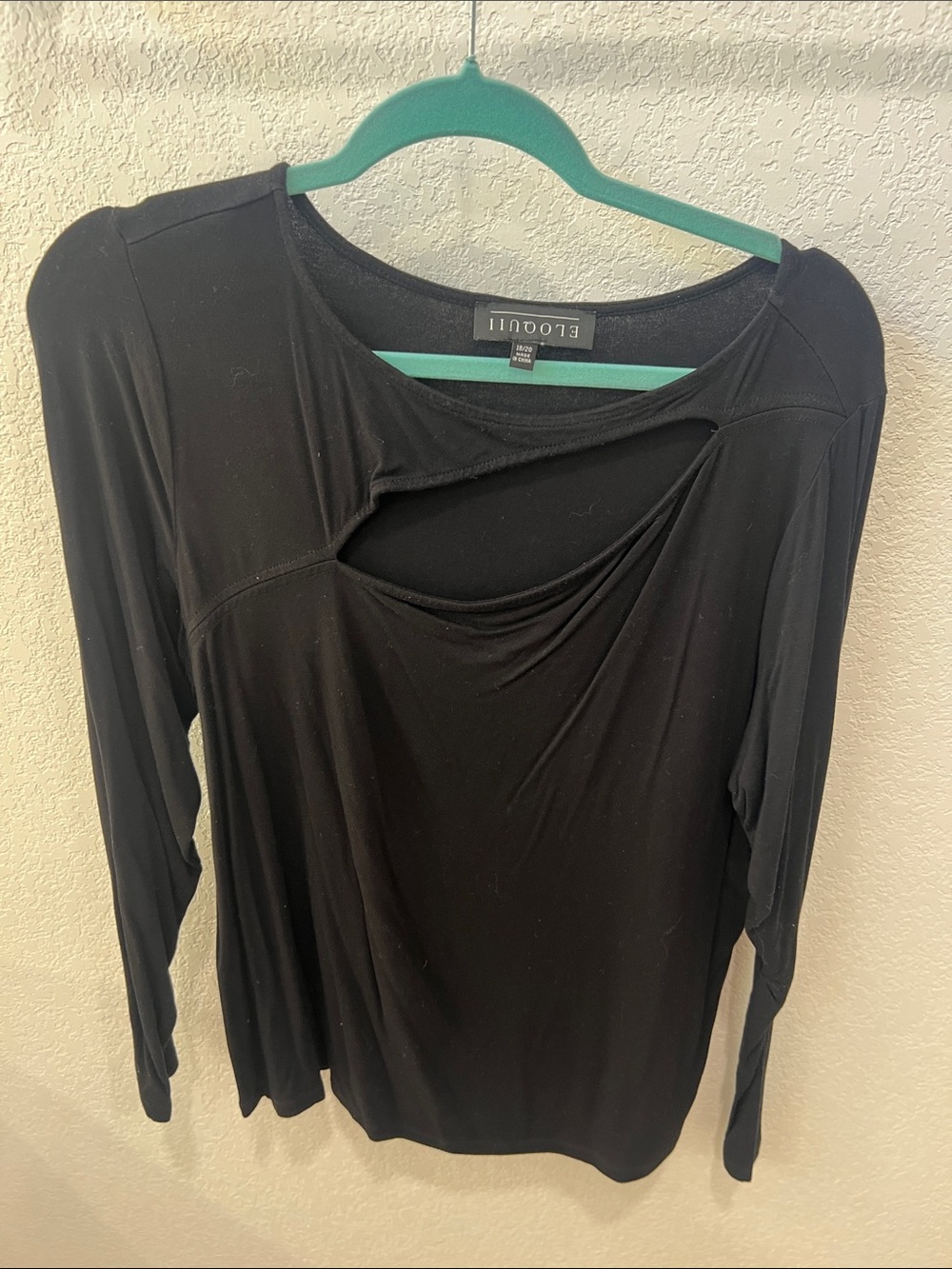 Eloquii Black Long-Sleeve Cutout Detail Top